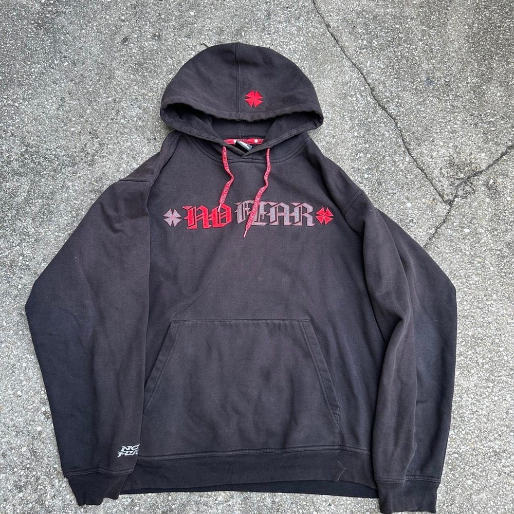 No Fear Gray Pullover Y2K Embroidery Graphic hoodie Size XL
